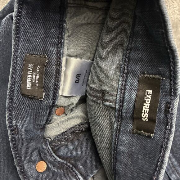 Express Jeans Womens 0/R Blue Cropped Flare High Rise 4-Way Hyper Stretch Pants - Picture 4 of 12